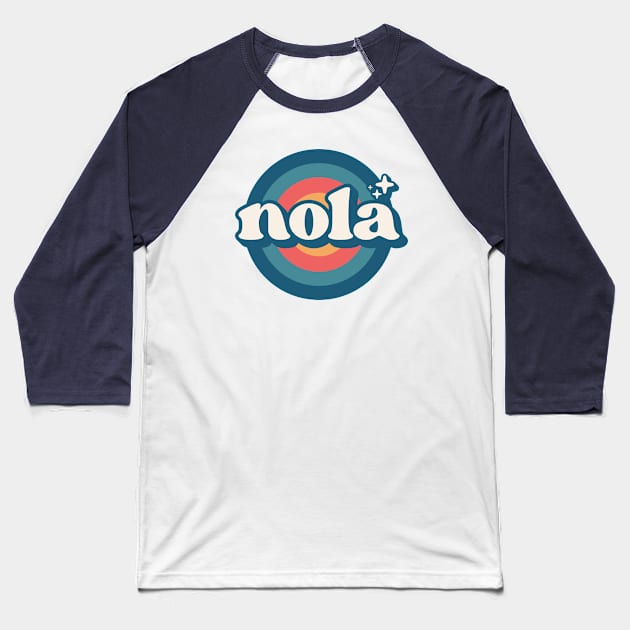 Vintage NOLA Sunset Seal // Retro City Emblem for New Orleans, Louisiana Baseball T-Shirt by Now Boarding